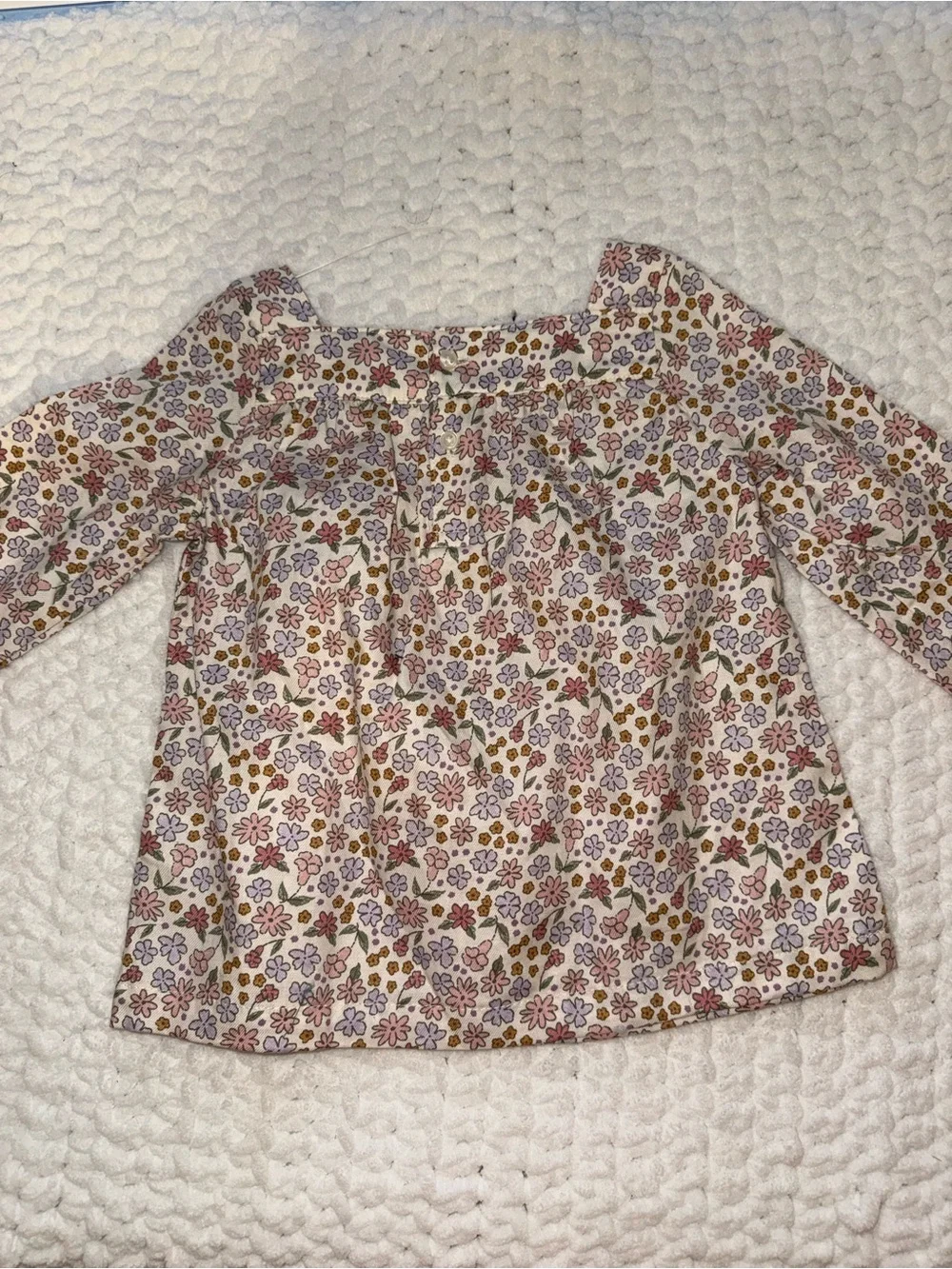 Carter's Cream Floral Long Sleeve Top with Pink, Green & Purple Flowers